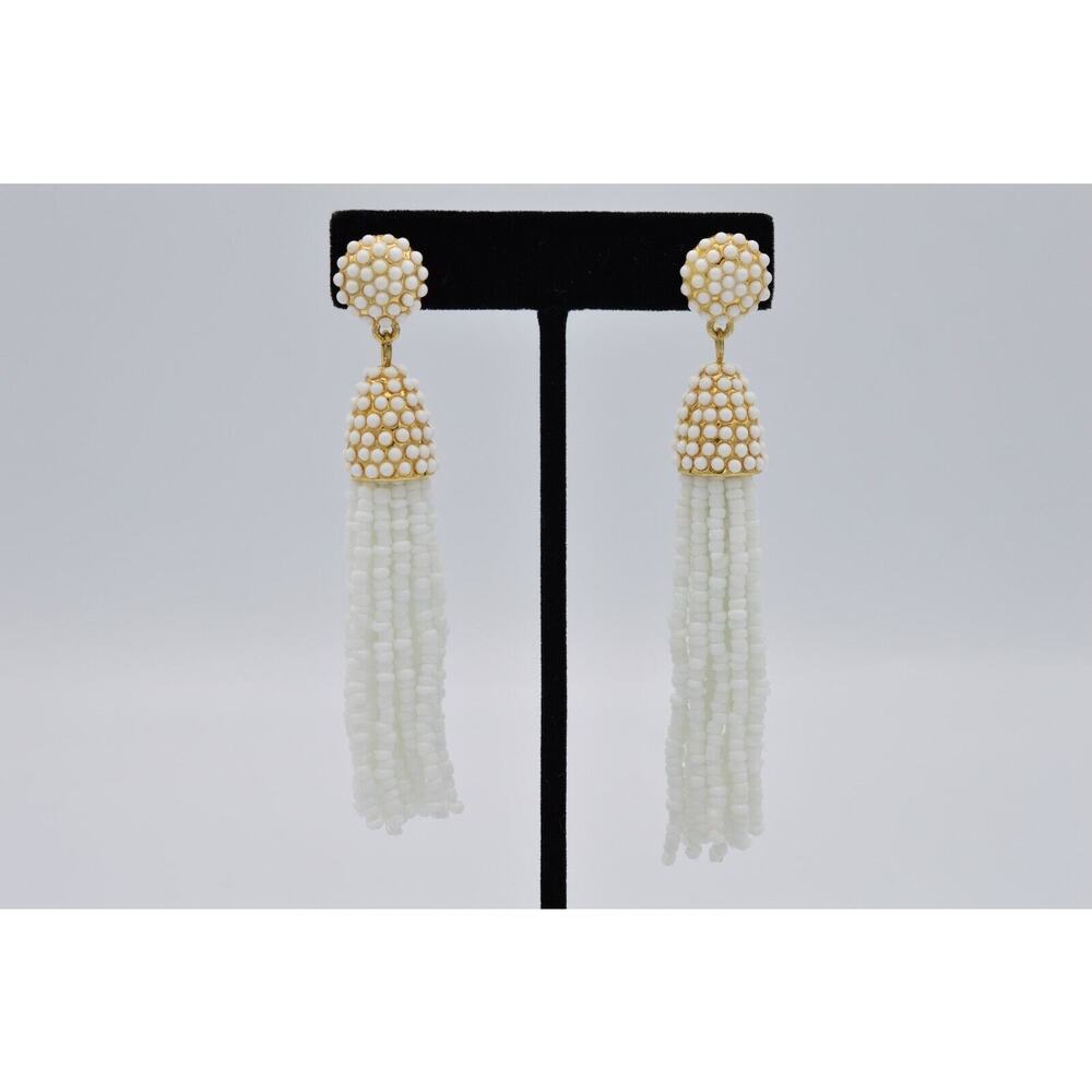 Sugarfix Statement Earrings Drop Dangle White Bea… - image 1